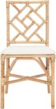 SAFAVIEH Furniture – Bhumi Rattan Accent Chair Set of 2-17.3′ Seat Height – White & Honey-Wash – Rattan – Coastal Woven Design – Ideal for Living Room, Sunroom – Fully Assembled (ACH6509B-SET2)