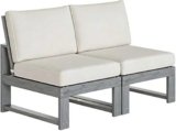 2-Piece Patio Furniture Set,Outdoor HDPE Sectional Sofa with Cushions,Outdoor Sectional Furniture Set for Porch,Backyard,Deck,Grey