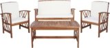 SAFAVIEH Outdoor Collection Fontana Natural/ Beige 4-Piece Conversation Patio Set with Cushions
