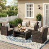 Wisteria Lane Patio Furniture Set, Wicker Outdoor Furniture for All Weather