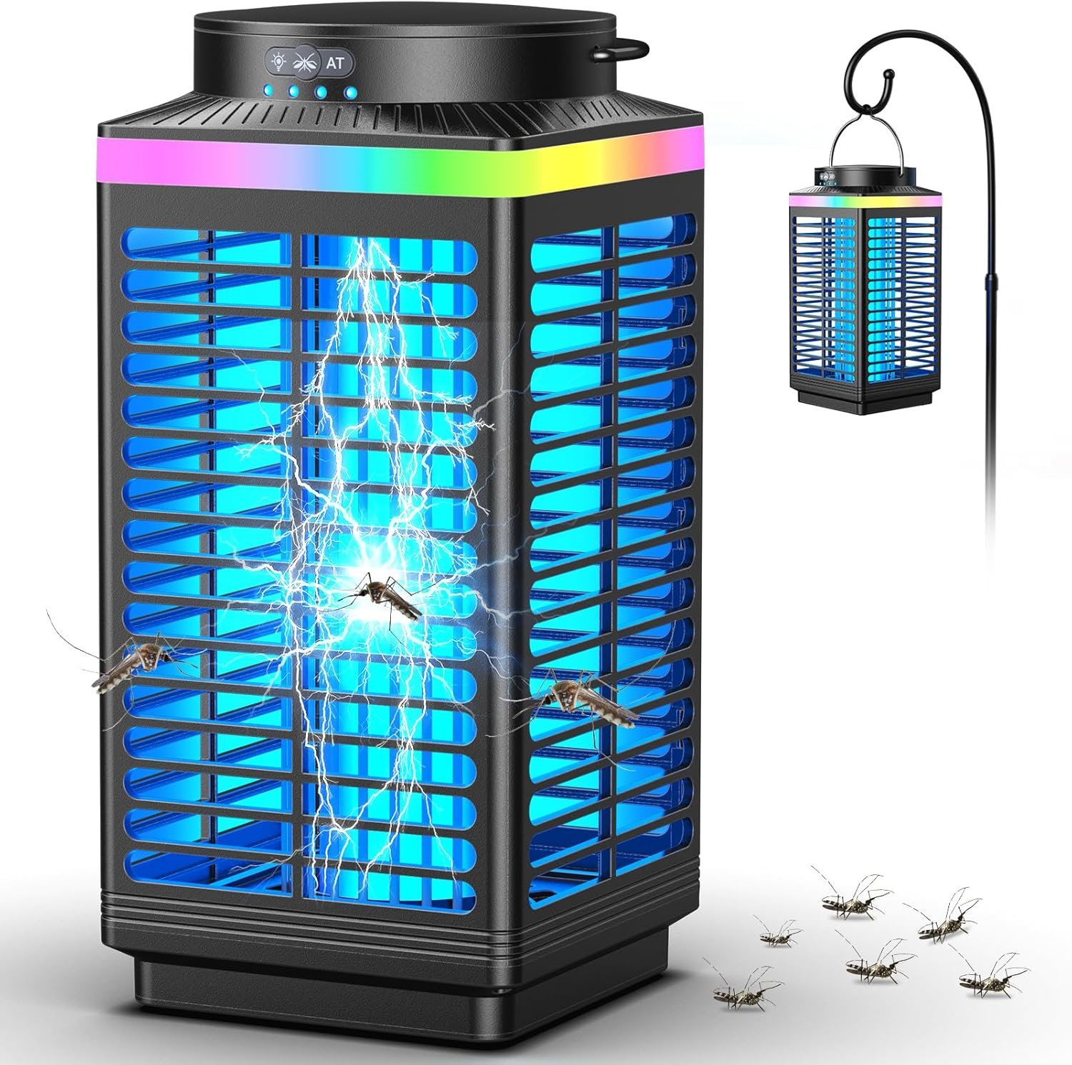 Bug Zapper Outdoor Cordless, 4200V Electric Mosquito Zapper 3 in 1 Portable & Rechargeable Bug Zapper Outdoor Waterproof IP67 with LED Blue Light, Wireless Hanging Fly Zapper for Patio Camping