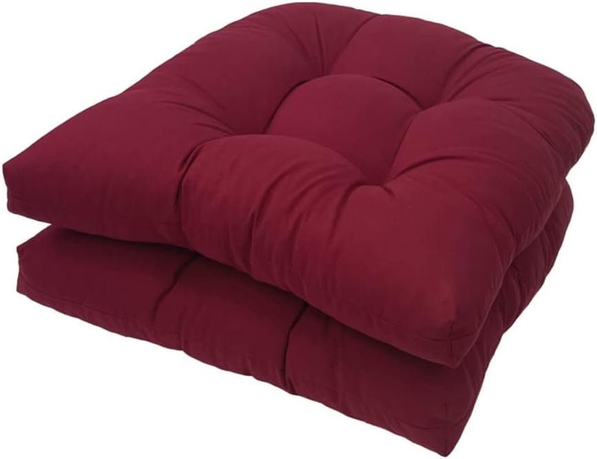 Srutirbo Outdoor Chair Seat Cushions Set of 2, Waterproof 19″ x 19″U-Shaped Patio Chair Cushions for Indoor/Outdoor Wicker Chair Rocking Chairs, Garden Furniture Kitchen Dining Room (Dark red)