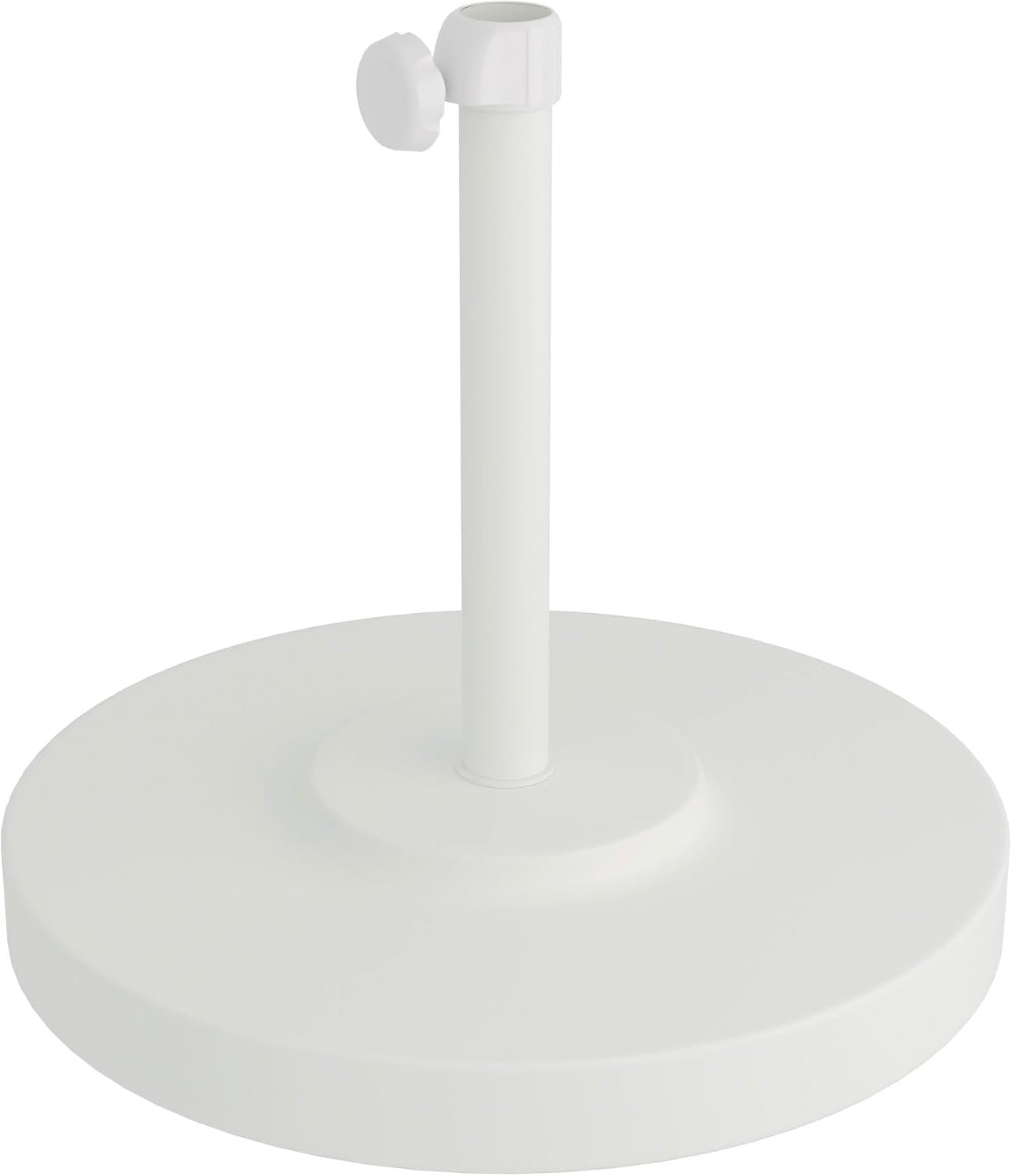 California Umbrella 50 lbs. Round Concrete Weighted Powdercoated Steel Umbrella Base, White Frame