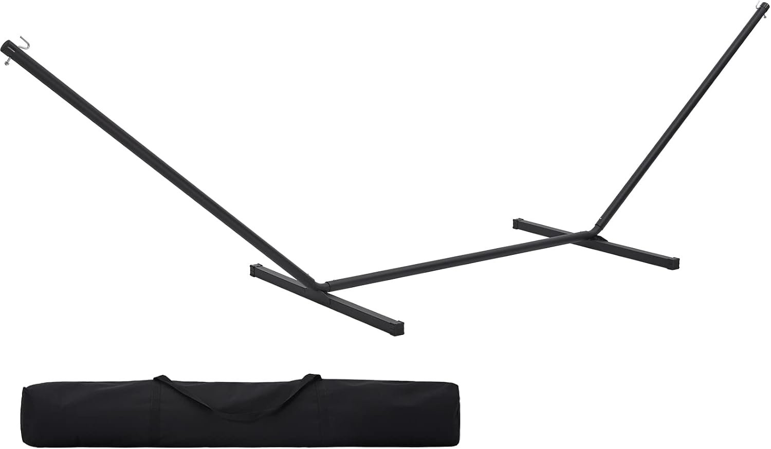 SUPERJARE 12 FT Hammock Stand Only, 450 lbs Capacity Heavy Duty Steel Hammock Stand, Portable Carrying Bag, 2 Person, Rust-Resistant Finish, Perfect for Patio, Camping, Indoor, Outdoor – Black