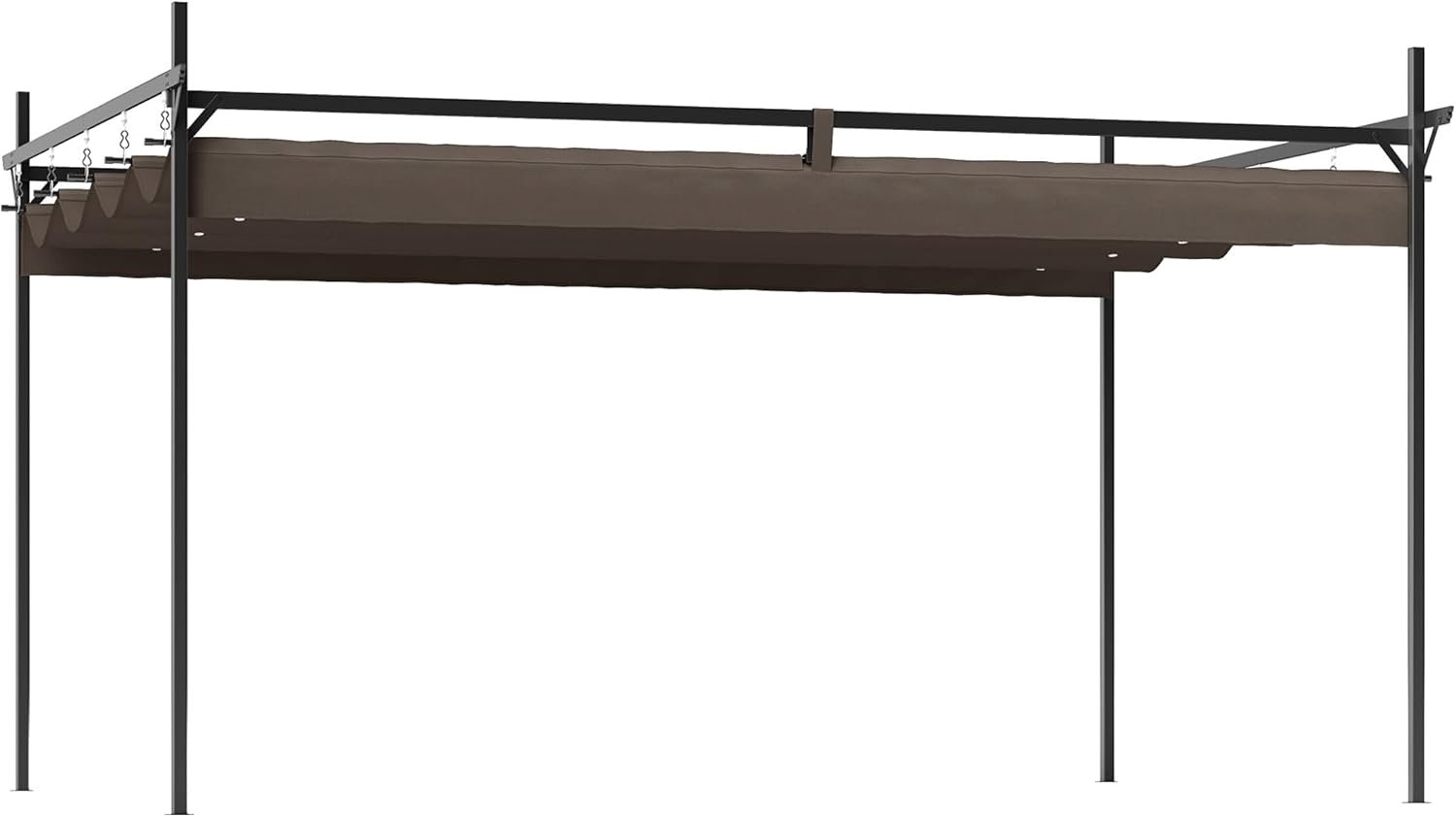Outsunny 10′ x 13′ Retractable Pergola Canopy Stronger Metal Frame Brown | Outdoor Pergola Sun Shade Shelter, Garden, Patio, Backyard, Deck