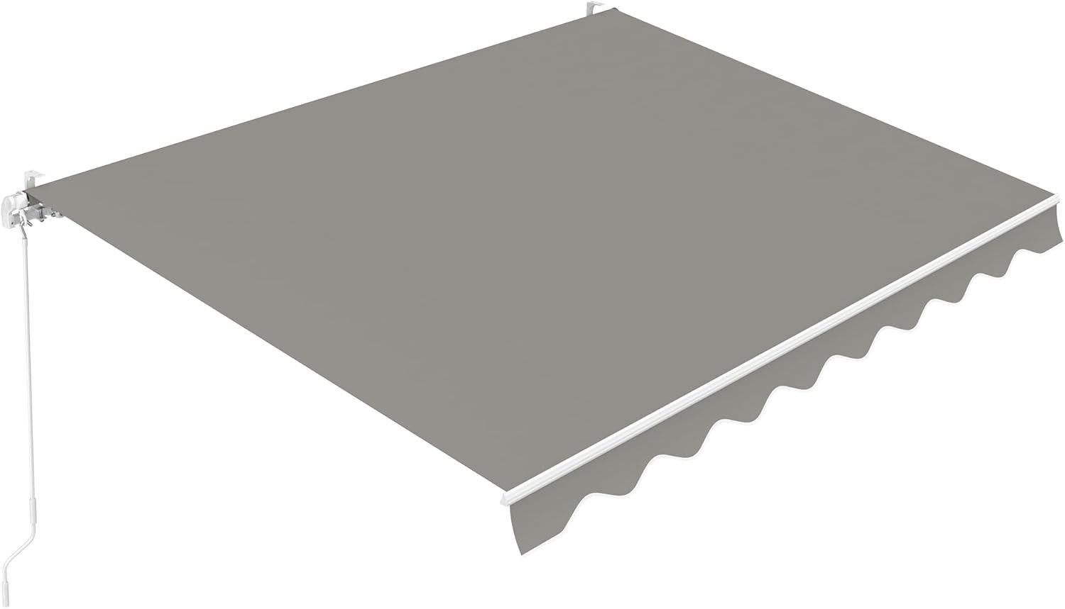 Paramondo Patio Awning Retractable Fully Assembled 13’×9.8‘, Manual Commercial Grade – Premium Quality 100% 280G Ployester Window Door Sunshade Shelter Deck Canopy Balcony, Grey