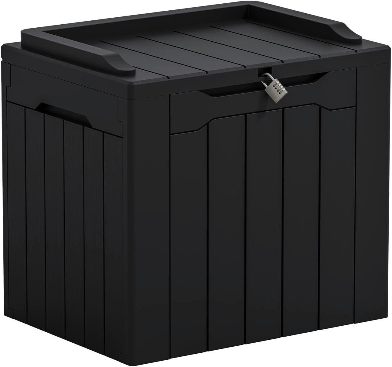 Greesum Outdoor Storage Box 31 Gallon Storage Box with Lid for Patio Furniture, Garden Tools, Pool Supplies, Waterproof and UV Resistant, Lockable, Dark Black