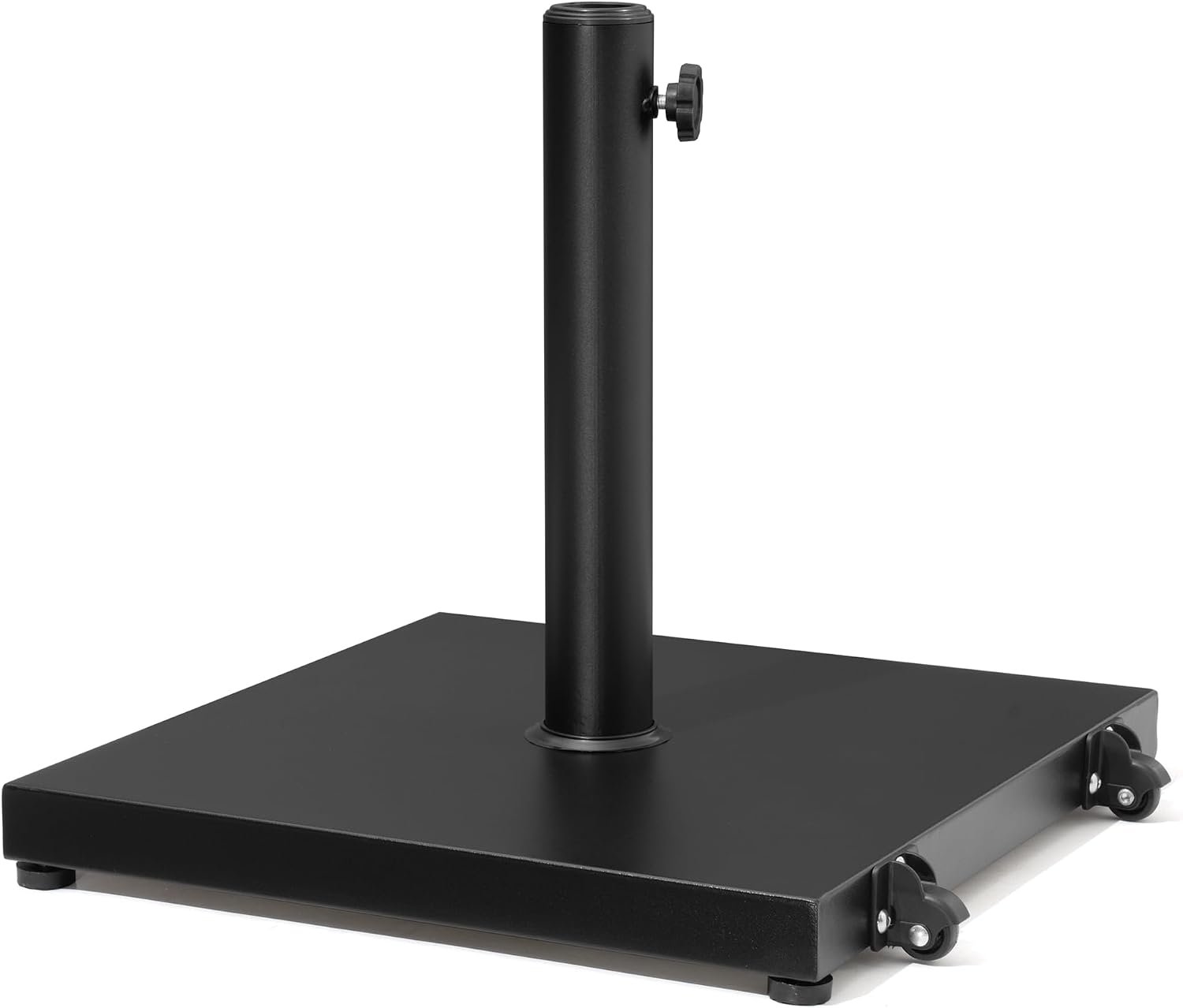 Patio Umbrella Base 43lbs Outdoor Umbrella Stand with Wheels, Heavy Duty Square Concrete Stand Market Umbrella, Black