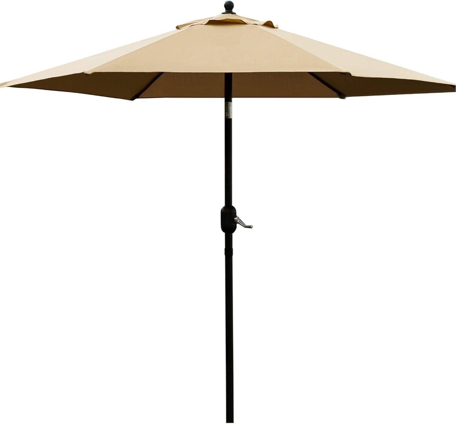 Sunnyglade 7.5′ Patio Umbrella Outdoor Table Market Umbrella with Push Button Tilt/Crank, 6 Ribs (Tan)