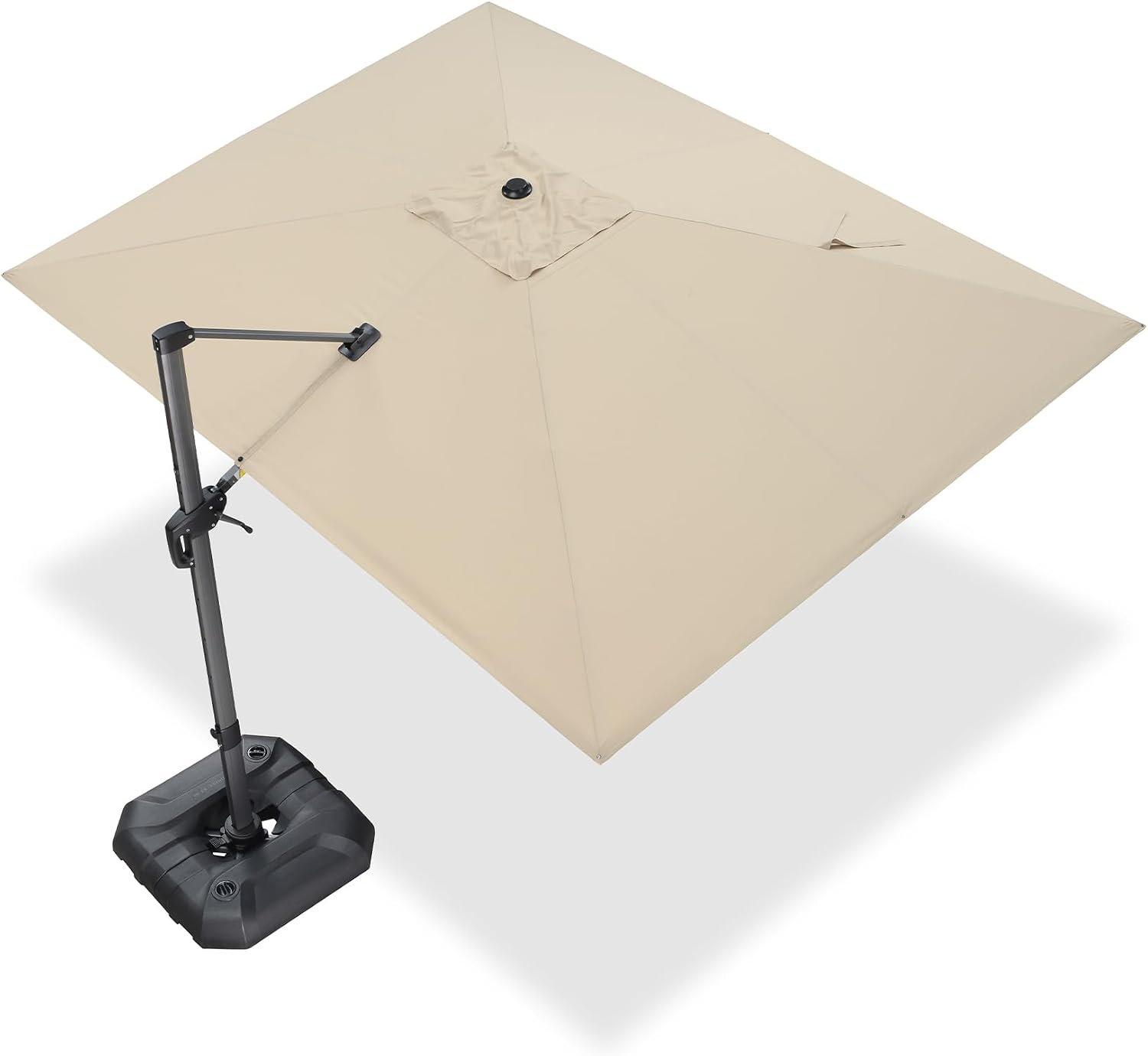 PURPLE LEAF Cantilever Umbrella 9′ x 11.5′ Rectangle 360° Rotation Beige | Large Cooling Shade, Built to Last, Easy Shade Control, Aluminum handle Smooth action, 360° Shade Freedom, 99% UV Protection