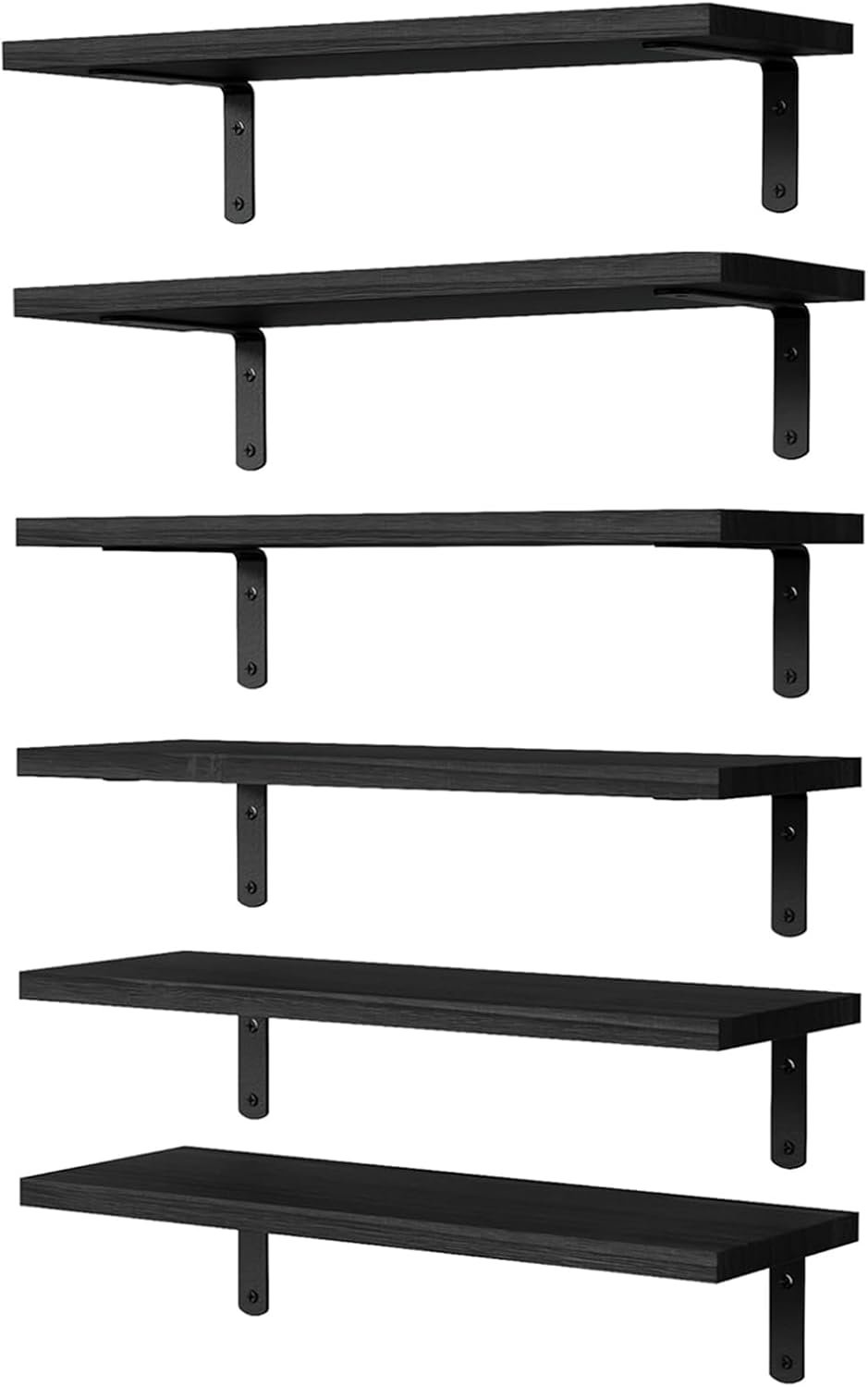 Floating Shelves Set of 6, Wooden Floating Shelves for Wall Decor, Farmhouse Shelf for Bedroom, Wall Mounted Bathroom Storage Shelves, Floating Book Shelves for Living Room