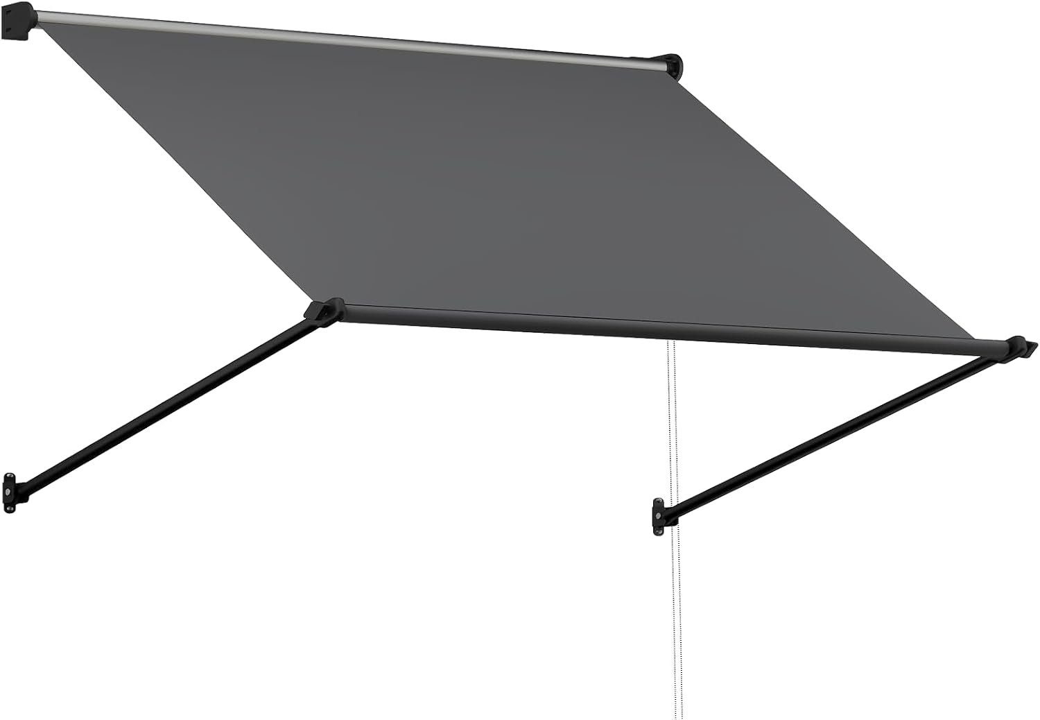 AECOJOY Retractable Awning, 65″x80″ Manual Outdoor Awnings for Door Entrance, Sun Shade Canopy for Backyard, Patio, Window, Deck, Dark Grey