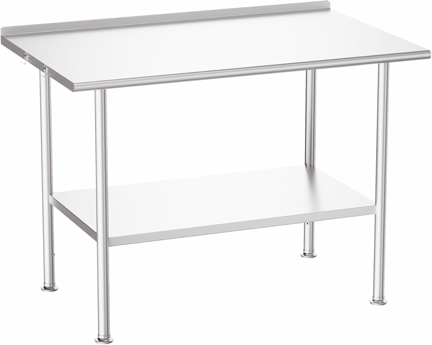 Atelicf All-Stainless Steel Prep Table, 30 X 48 Inch, with Rounded-Corner Backsplash and Adjustable Undershelf, Heavy-Duty for Outdoor Use,Restaurants,Hotels,Workshops,Kitchens,Gardens, and Garages