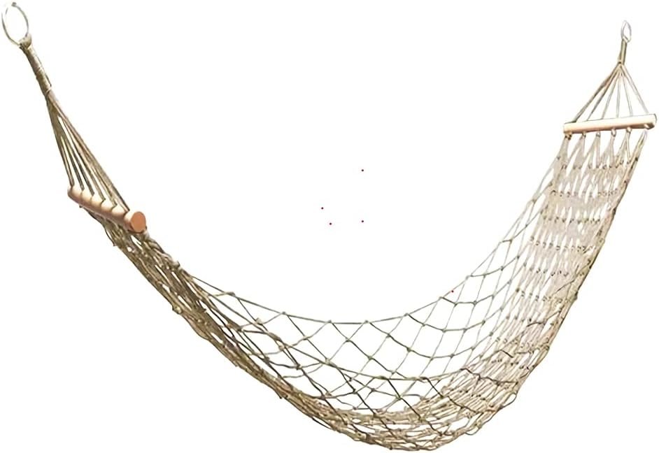 Cotton Rope Hammocks with Wood Spreader,Traditional Hand Woven Hammock for Outdoor, Indoor,Patio, Backyard,Accommodates One Person with a Weight Capacity of 220 lbs.