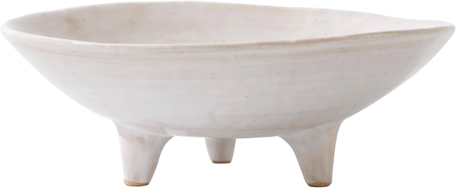 6″ Small Decorative Bowl, Multi-Purpose Decorative Bowls for Keys, Candy and Home Decor, Ceramic Bowl （Retro White）