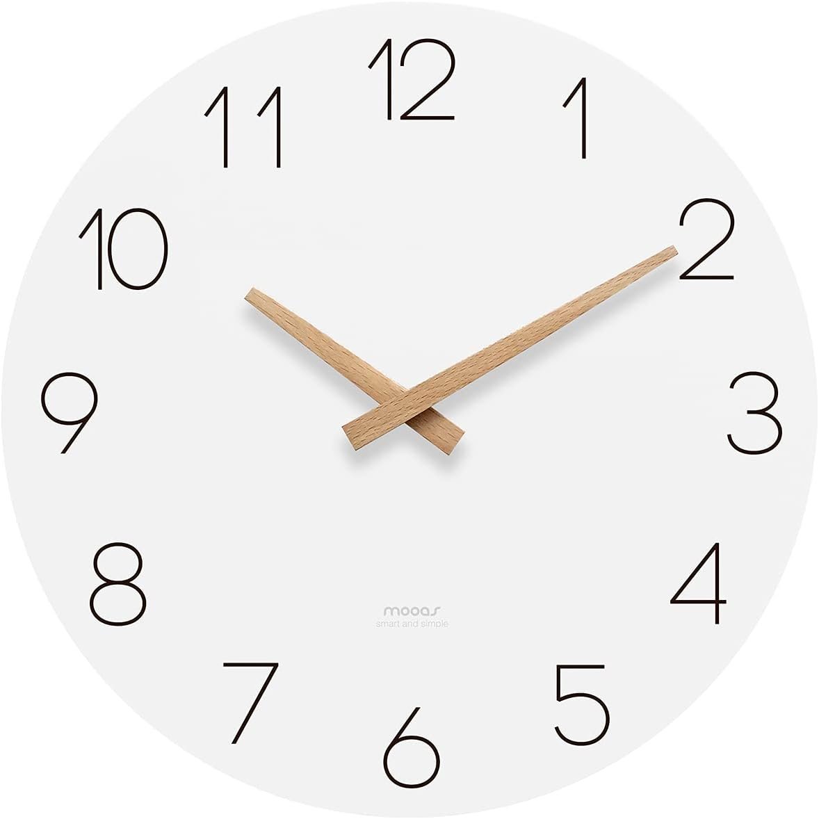 mooas Flatwood Wall Clock, 12″ Analog Wall Clock, Silent Non-Ticking | Modern Wall Clocks Battery Operated for Office, Home, Bathroom, Kitchen, Bedroom, School, Living Room