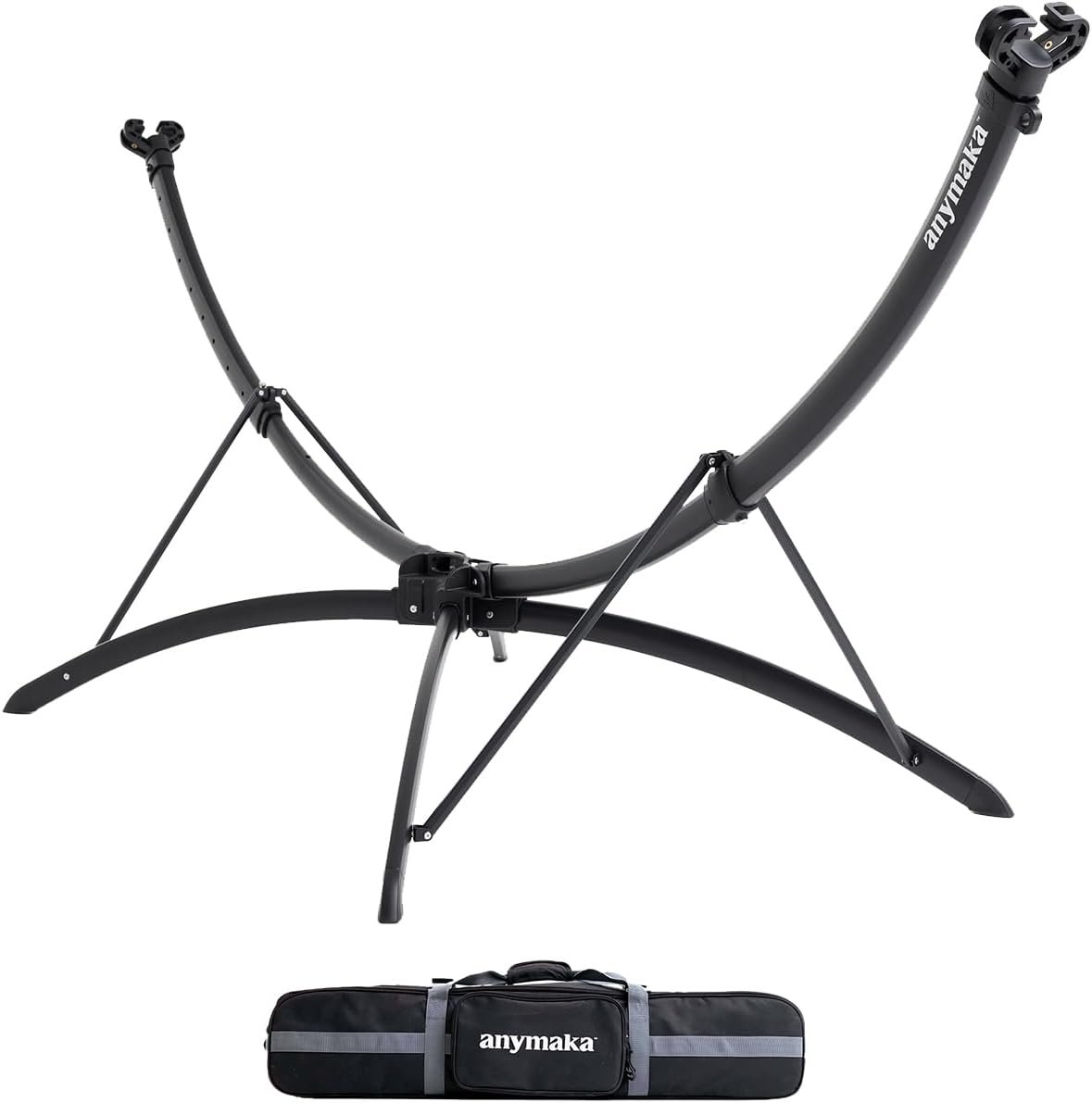 anymaka Set Up in 3 Seconds Adjustable Portable Aluminum Alloy Hammock Stand for Outside with Chair Mode & Lounge Mode up to 105” (Hammock Stand Black)