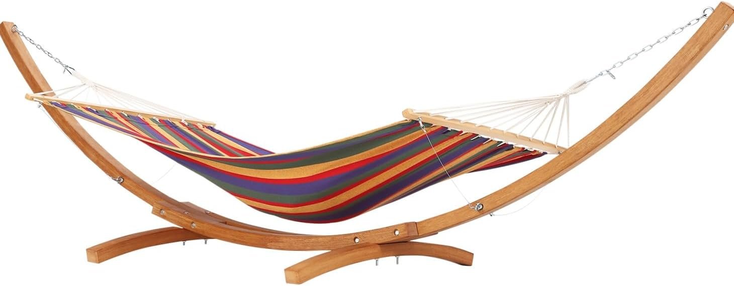 GarveeLife Wood Hammock Stand, Max 287 Lbs, Heavy Duty Weatherproof | for Outdoor, Indoor, Garden, Patio, Backyard, Curved