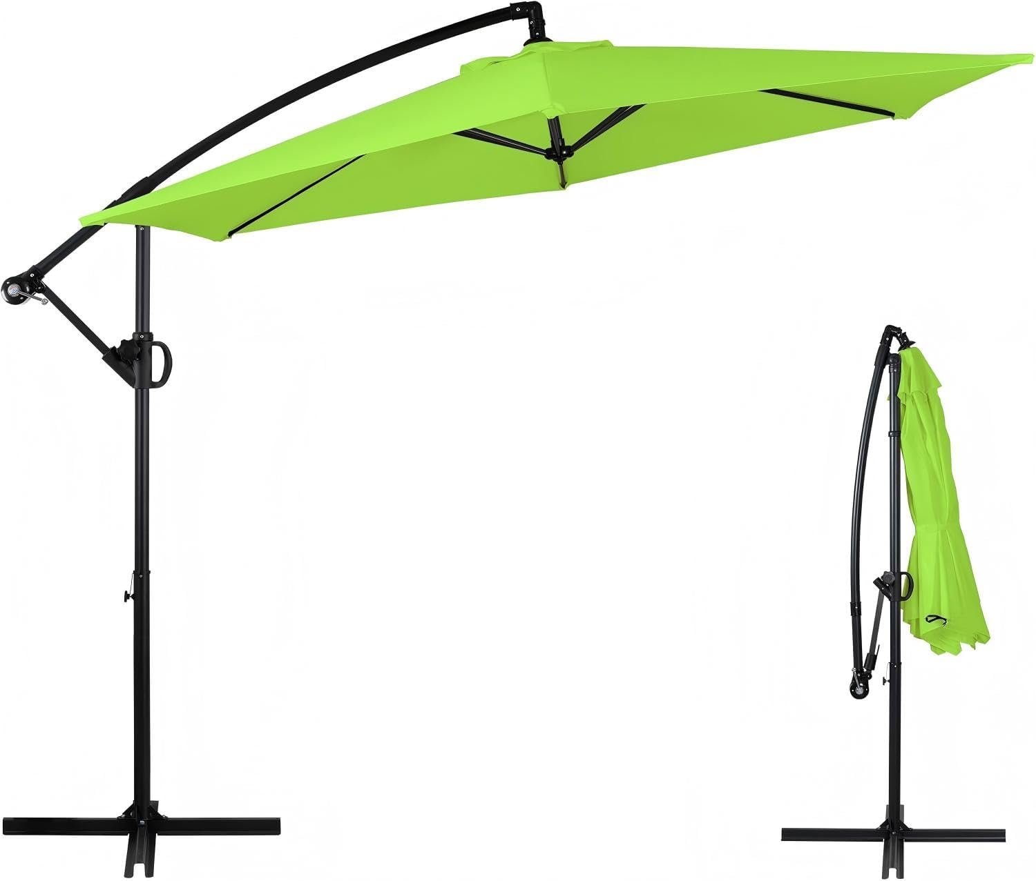 Cantilever Umbrella Patio Outdoor, Offset Hanging Patio Umbrella with Easy Lift & Tilt Adjustment, Crank and Cross Base, UV Protection Fade Resistant for Deck, Pool, Garden