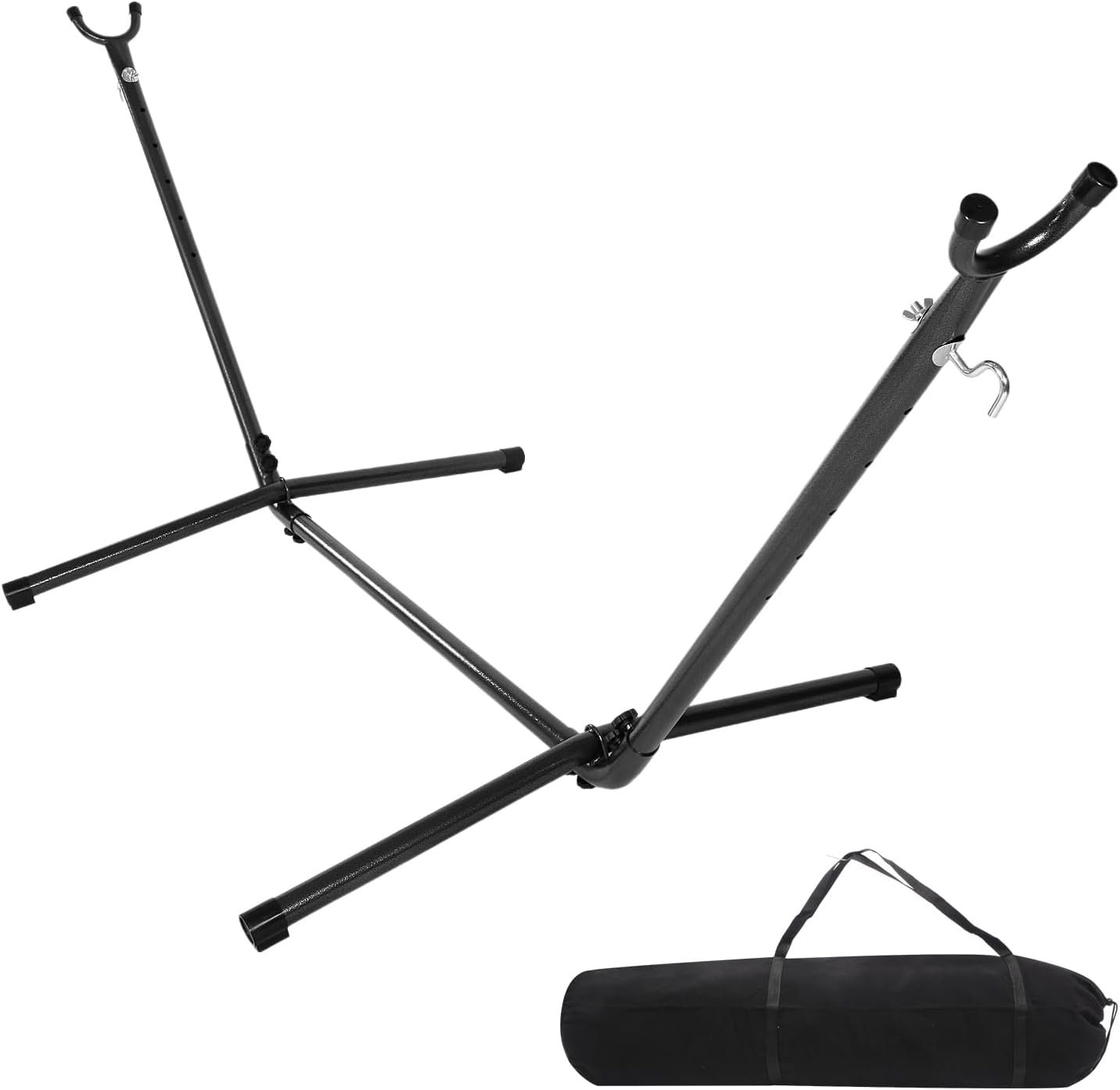 ONCLOUD 9 FT Hammock Stand Only, Heavy Duty Adjustable Indoor Outdoor Space Saving Steel Stand with Carrying Case, Universal Hammock Stand with 450 Pounds Capacity for Garden (Black)