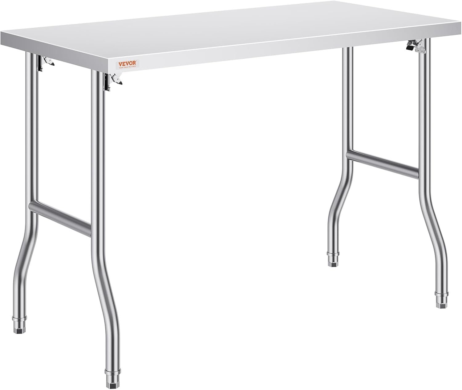 VEVOR Stainless Steel Foldable Work Table, 24 * 48 Inch Heavy Duty Food Outdoor Stainless Steel Worktable for Commercial Kitchen Restaurant