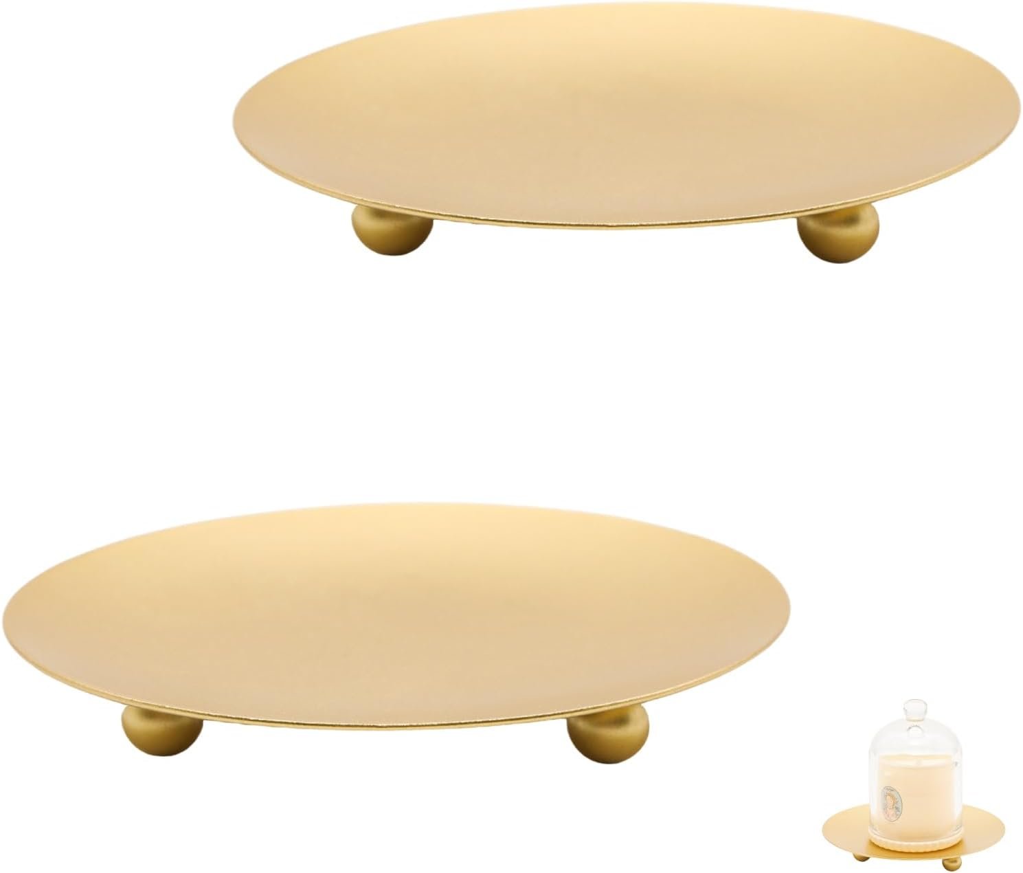 2Pcs Iron Plate Candle Holder Set – 3.54 Inch Decorative Pedestal Candle Stands for Home, Wedding, and Birthday Parties – Elegant Gold Candle Holders for Stylish Décor