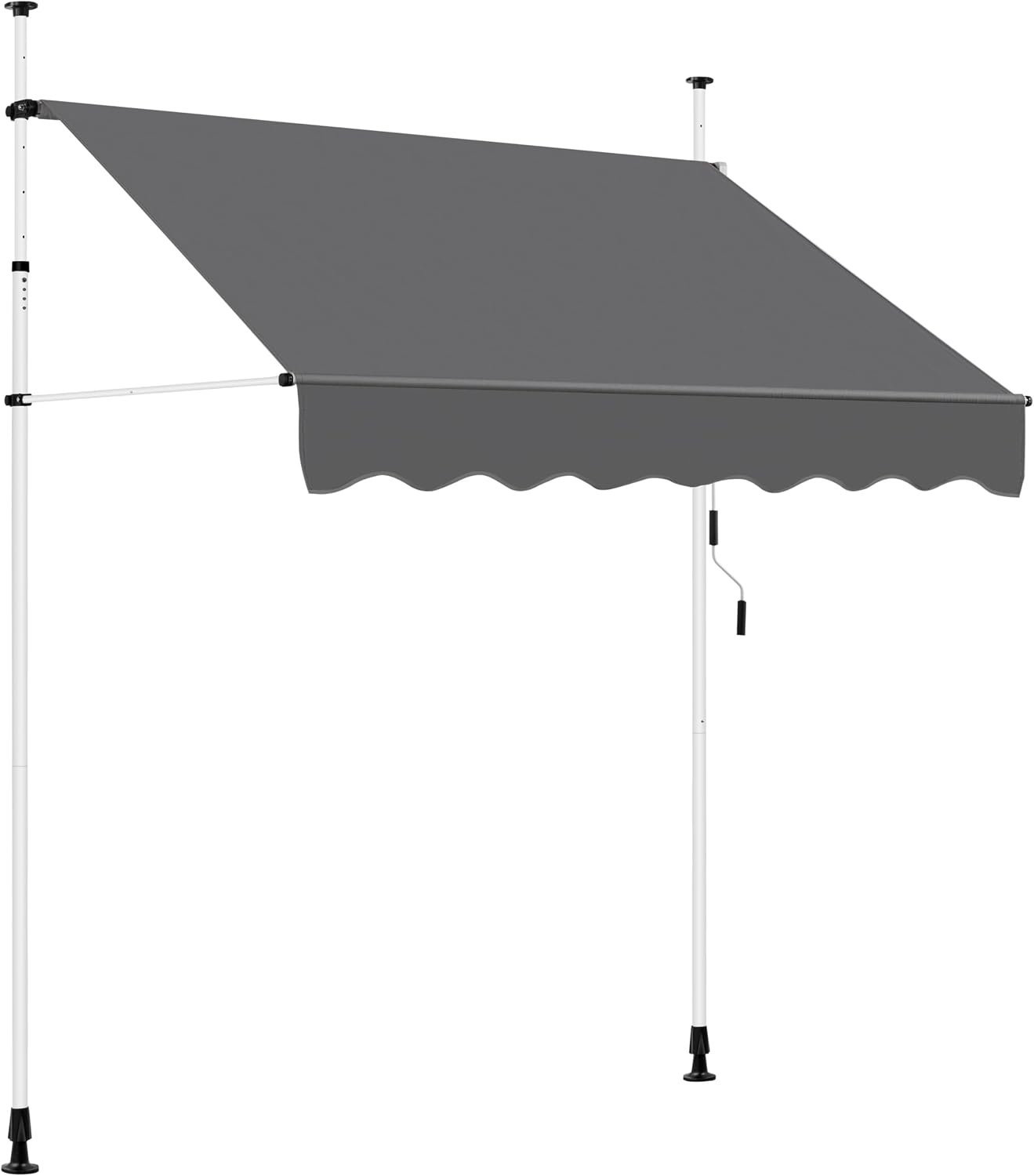 Yaheetech Manual Retractable Awning, 78″×118″ Outdoor Sunshade Shelter Angle & Height Adjustable NO Drilling Patio Door Window Awnings, Canopy with UV Protection for Backyard, Dark Gray