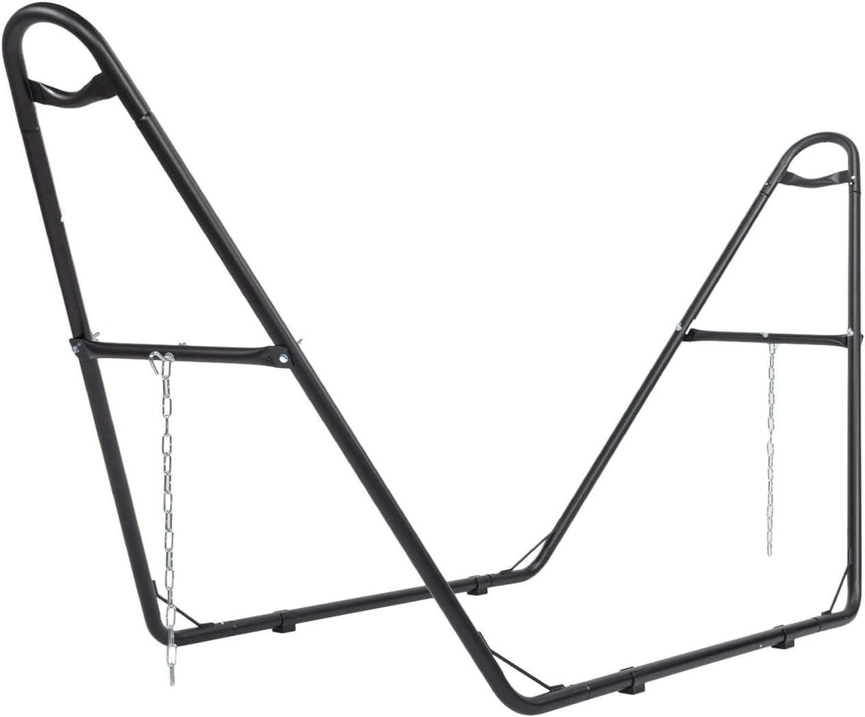 ONCLOUD Sandblasted Iron Hammock Stand only, Heavy Duty Adjustable Hammock Frame Fits Various Hammocks, Portable Double-Barrel Hammock Support for Outdoors, Patio, Garden, Yard, 550 LBS, Black