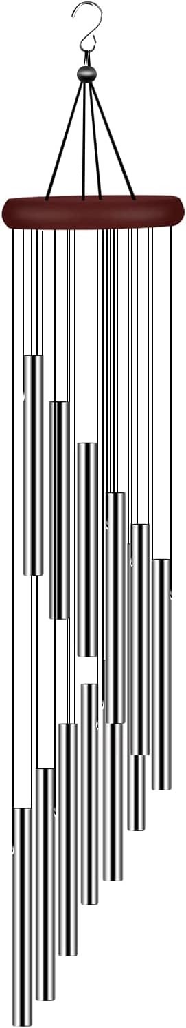 Wind Chimes for Outside, Sympathy Wind Chimes Outdoor Clearance with 12 Aluminum Alloy Tubes and Hook, Memorial Wind Chime Gift Decoration for Home, Patio, Garden, Outdoor