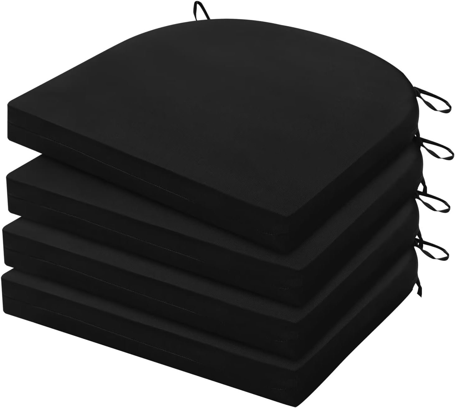 HARBOREST Outdoor Chair Cushions Set of 4, Water Resistant Patio Chair Cushions with Ties, Outdoor Seat Cushions for Patio Furniture, 17″x16″x2″, Black