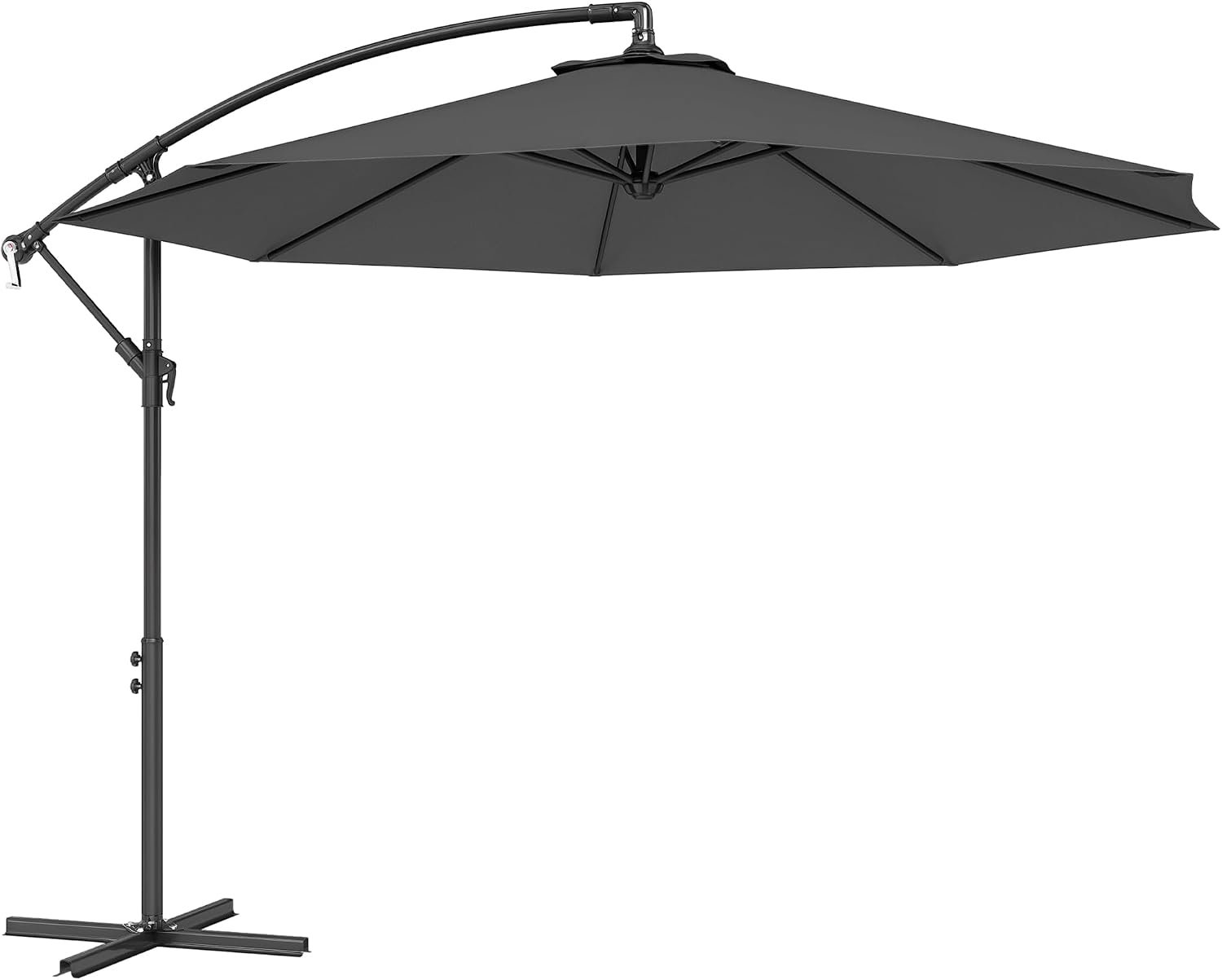 Outsunny 10′ Cantilever Hanging Tilt Offset Patio Umbrella with UV & Water Fighting Material and Cross Base (Weight Not Included)