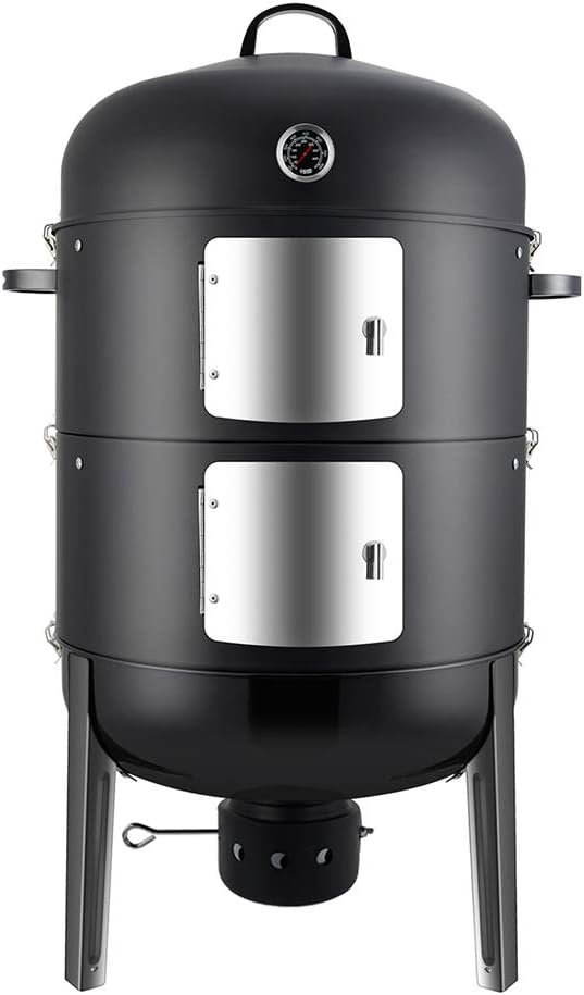 Realcook Charcoal BBQ Smoker Grill – 20 Inch Vertical Smoker for Outdoor Cooking Grilling | for Outdoor Cooking Grilling