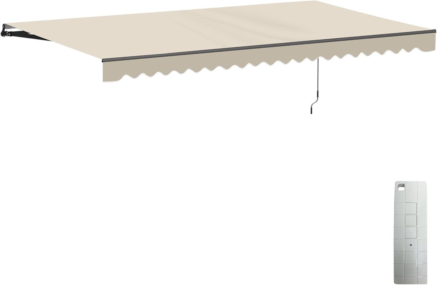 ALEKO Motorized Patio Awning 20×10 feet Electric Black Frame Awning, Remote Control Motorized & Manual Crank, Outdoor Shade Canopy with UV-Resistant Fabric – Caribbean Style Ivory Cream | Motorized Awning, Remote Control Motorized & Manual Crank, Outdoor Shade Canopy with UV-Resistant Fabric