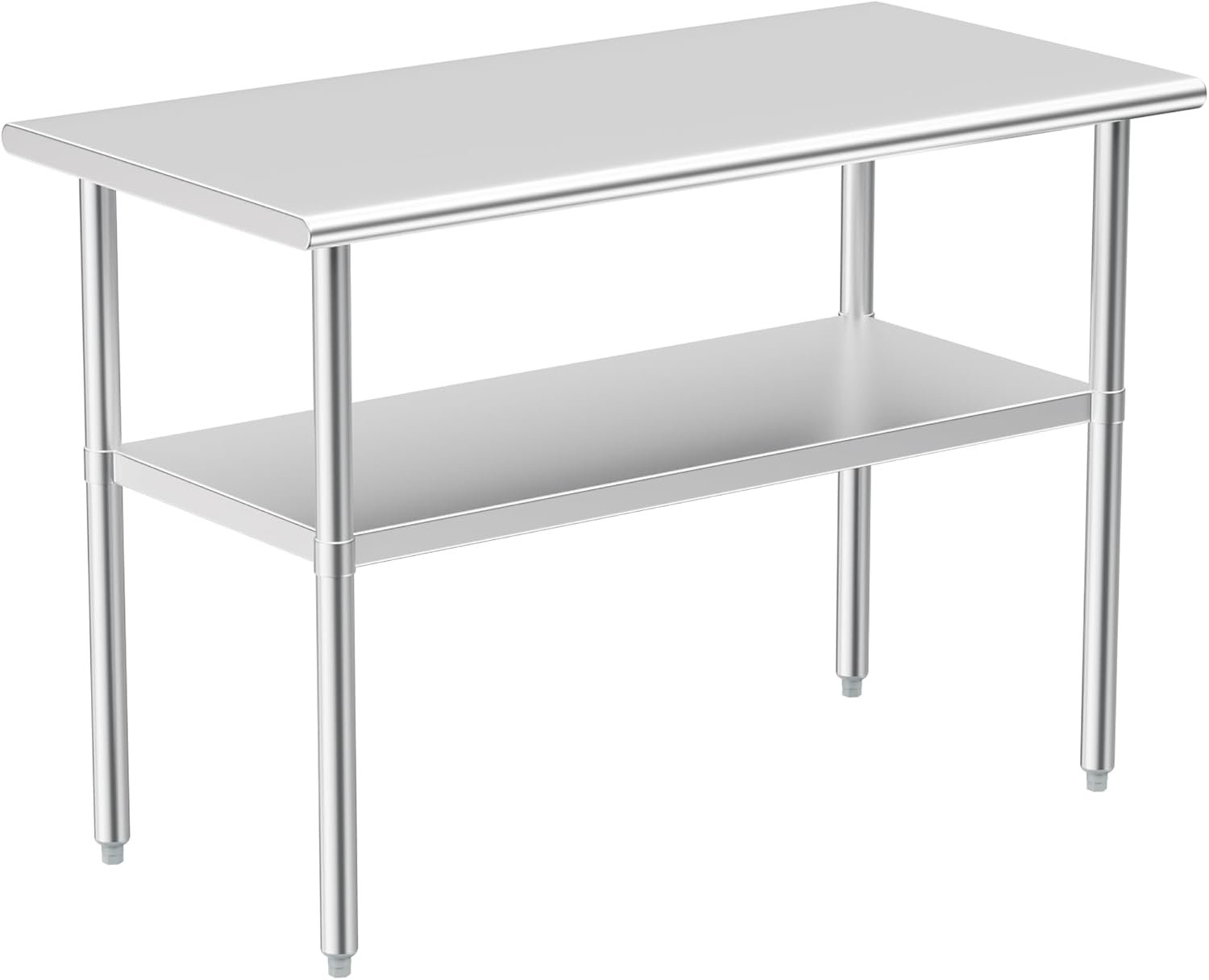 Stainless Steel Table for Prep & Work, 24×48 Inches, Metal Commercial Heavy Duty Table with Adjustable Under Shelf for Restaurant, Home and Hotel