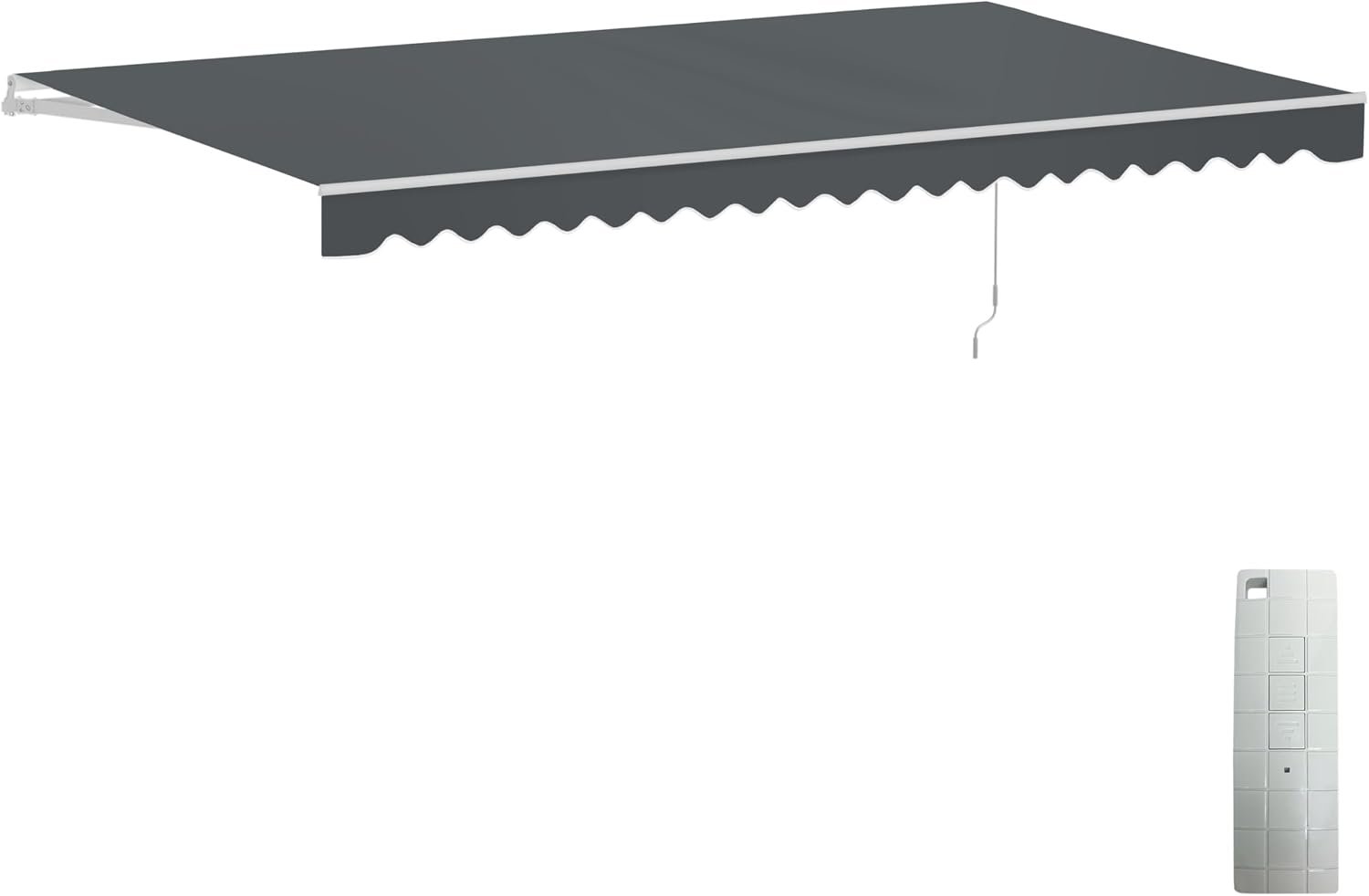 ALEKO 20×10 ft Electric Retractable Patio Awning, Remote Control Motorized & Manual Crank, Outdoor Shade Canopy with UV-Resistant Fabric – White Frame, Gray | Retractable sunshade for decks and balconies, remote-controlled extension, water-resistant fabric, rust-free aluminum frame