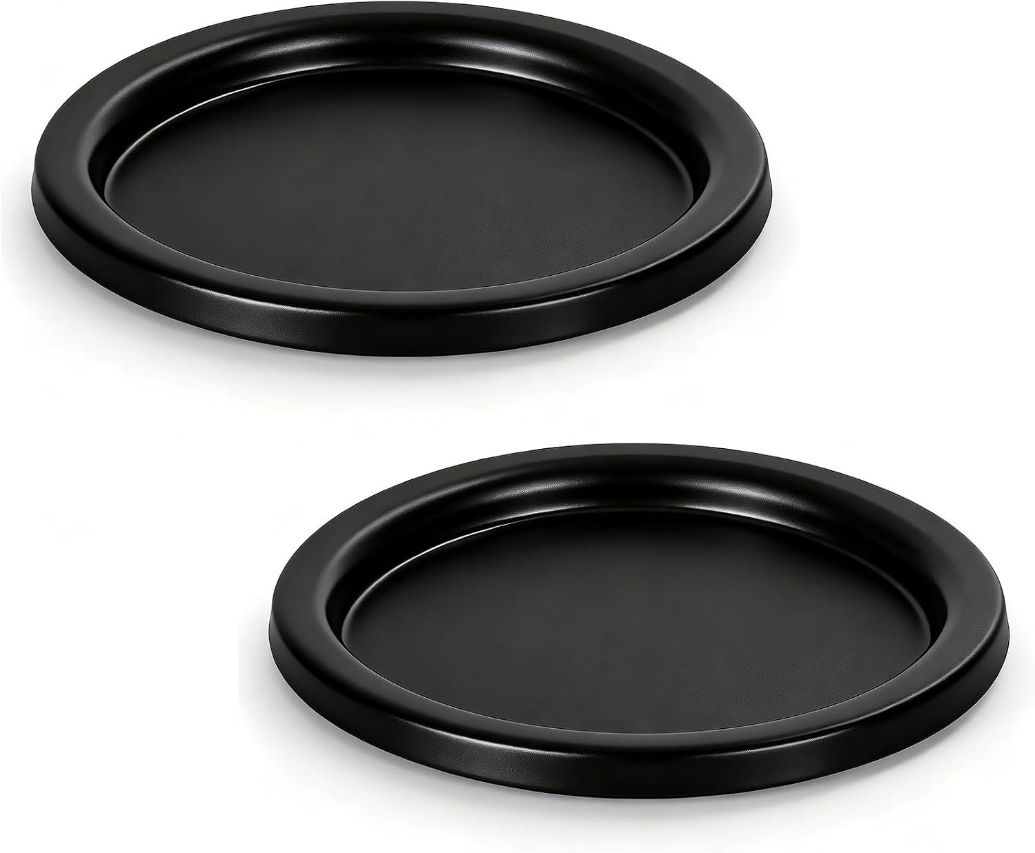 Matte Black Candle Holders Set of 2, Iron Pillar Candle Tray for 3 Inch Candles, Wax Catching Metal Candle Plate for Wick & LED Candles, Decorative Candle Stand for Table Centerpiece
