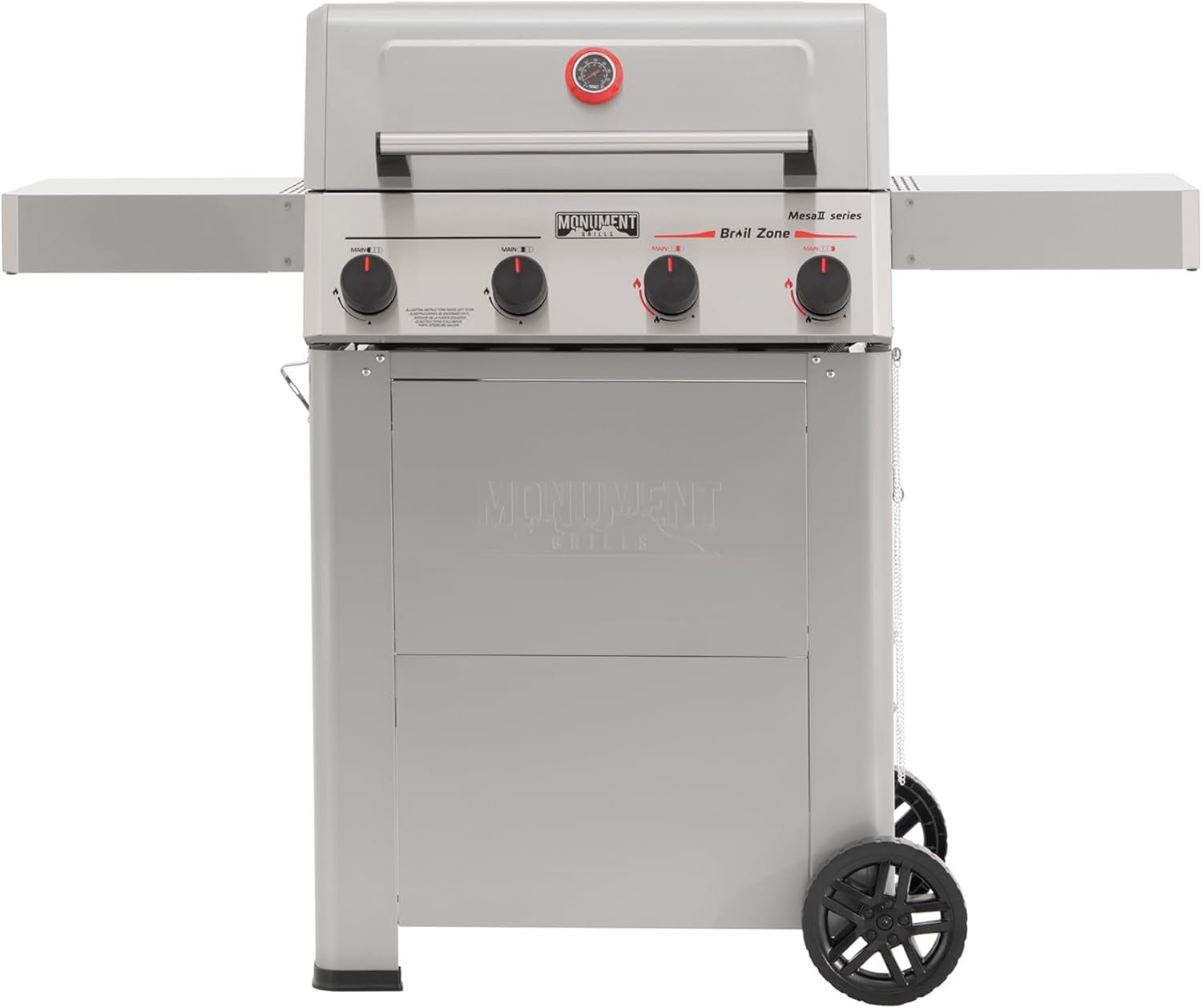Monument Grills 4 Burner Propane Gas Grill with Advanced Broil Zone, Stainless Steel Outdoor Mesa 2 Barbecue Grill, Foldable Side Shelves, 500°F in 5 Mins, Fast Assembly, Mesa II 410FBZ