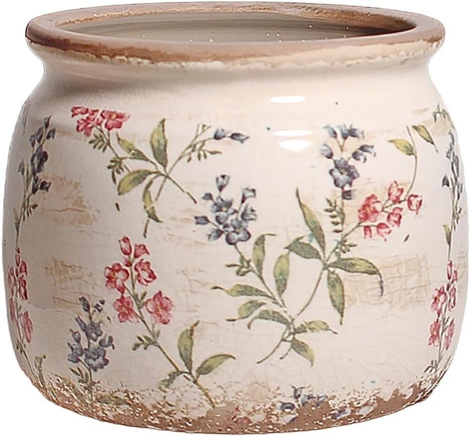 Xiaan Jiaju Flower Pots, Vintage Antique Ceramic Planters for Indoor Plants | 6.29″ Decorative Vase & Plant Pots With Drainage, French Country Home Room Decor, Gardening & Housewarming Gifts