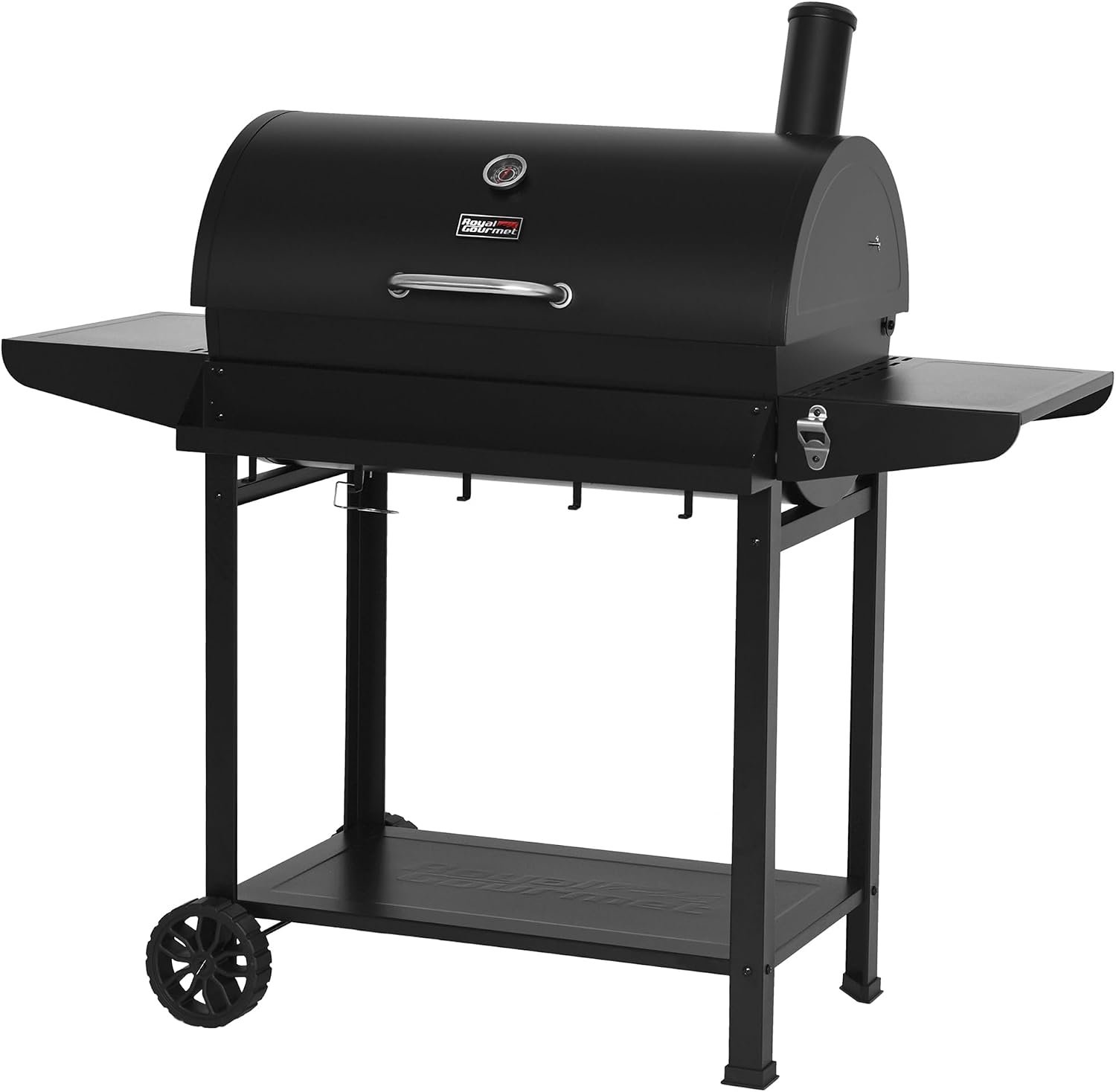 Royal Gourmet CC1830T 30-Inch Barrel Charcoal Grill, Front Storage Basket | Outdoor BBQ Grill with 627 sq. in. Grilling for Backyard Barbecue Cooking Party, Warming Rack, Adjustable Charcoal Pan, Black