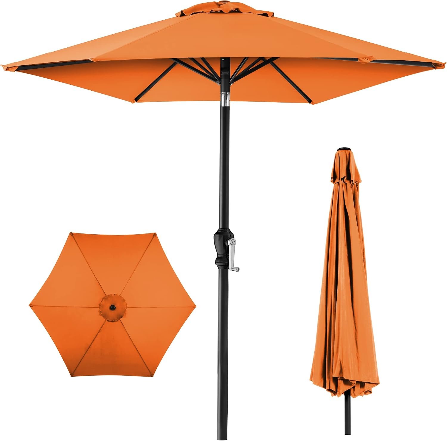 Best Choice Products 10ft Outdoor Patio Umbrella, Outdoor Table Umbrella, Yard Umbrella, Market Umbrella with 6 Sturdy Ribs, Push Button, Tilt and Crank – Orange
