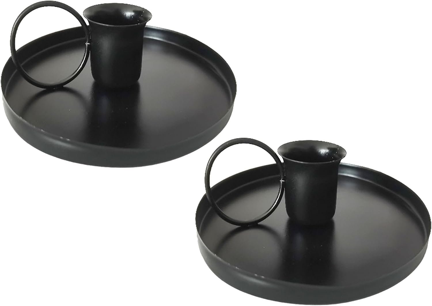 2 Pcs 4 Inch Black Iron Candle Holder for Taper Candles, Dinning,Wedding and Party Decoration (2, Black)