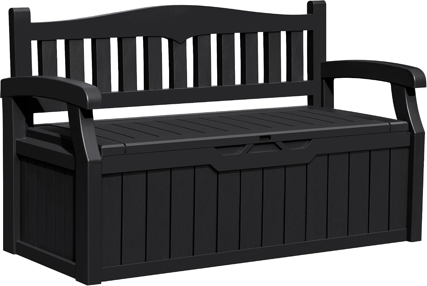 Greesum 80 Gallon Outdoor Storage Bench, Deck Box, Dark Black | Weather-Resistant Patio Furniture Bench for Backyard, Garden, Porch,Seat for Pillows Cushions Patio Accessories