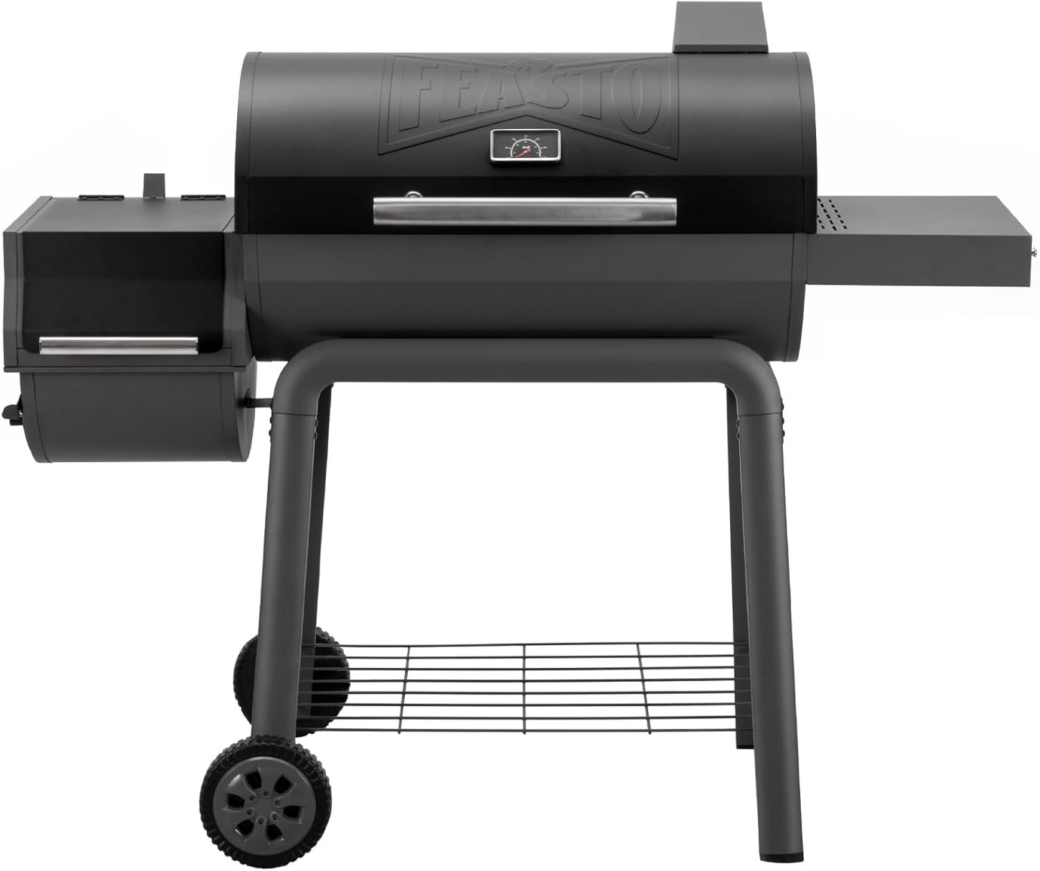 Feasto Heavy-Duty 30-Inch Charcoal Grill with Offset Smoker Grill | Side Table & 815 Sq. In Cooking Space, Outdoor BBQ Grill for Outdoor Barbecue in Backyard, Patio and Parties, Black