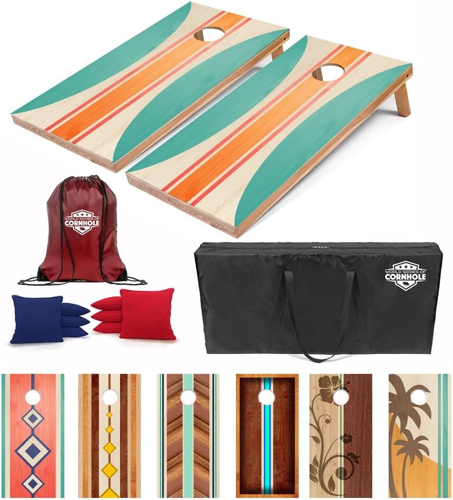World Series of Cornhole Regulation Size Cornhole Boards – Lightweight & Durable All-Wood Construction | Backyard Bean Bag Toss Set | Outdoor Game for Tailgates & BBQs