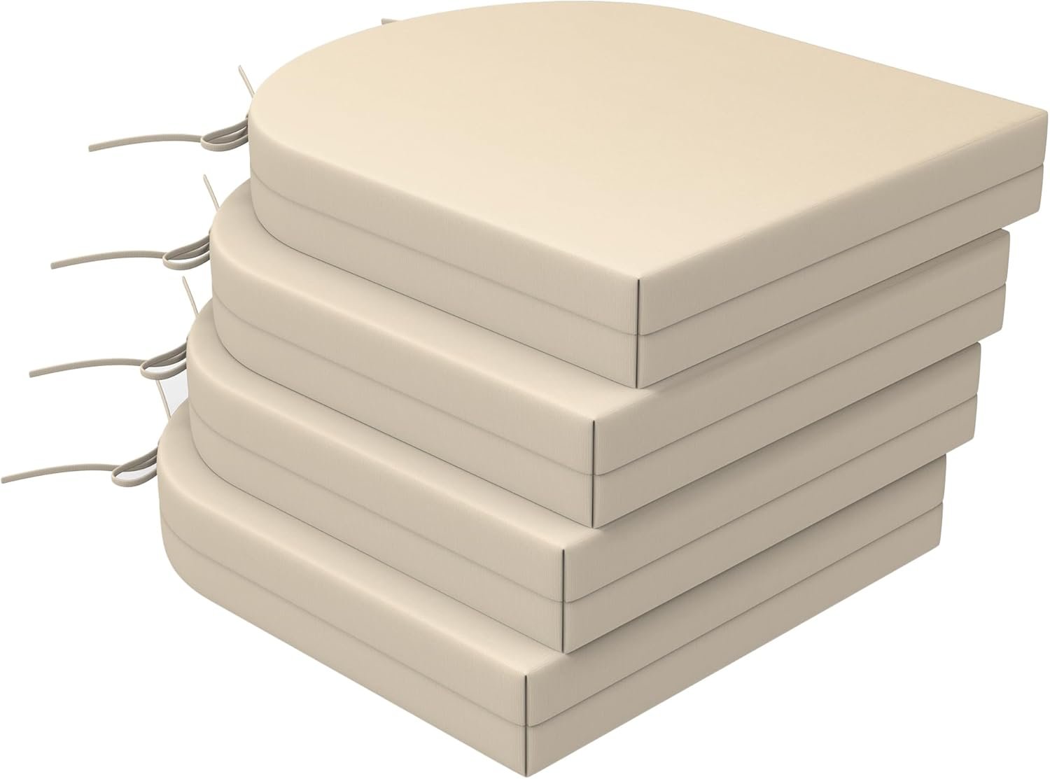 WOLKI Outdoor Cushions for Patio Furniture Set of 4, 17 x 16 x 2 Beige Waterproof Seat Cushions Thick Chair Pads for Garden, Patio(Round Corner)