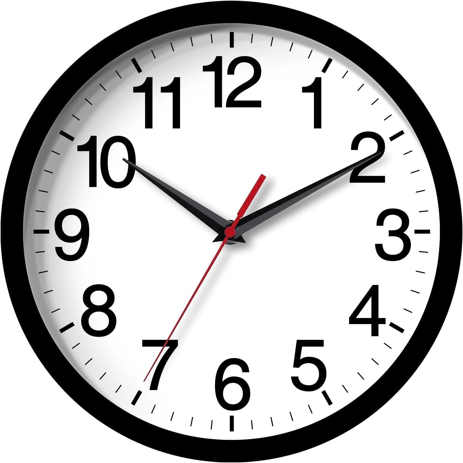 Rohioue Wall Clock Modern 8 Inch Battery Operated Silent Non Ticking Small Analog Clock for Living Room Office Home Bedroom Kitchen Bathroom(Black)