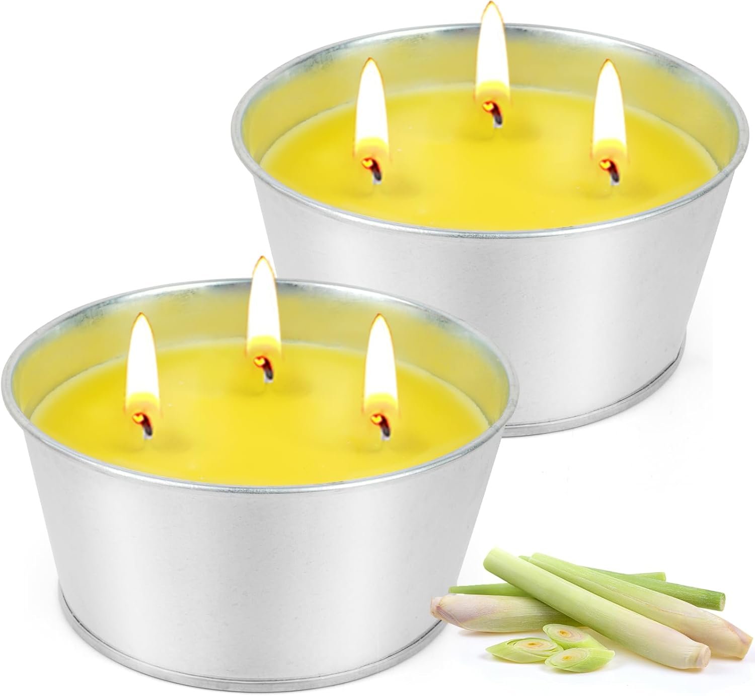 Large Citronella Candles Outdoor – Lemongrass Scented Candle Set 2 Pack Natural Wax Bucket Citronella Candles up to 180 Hours for Garden Patio Yard Home Balcony Camping Backyard