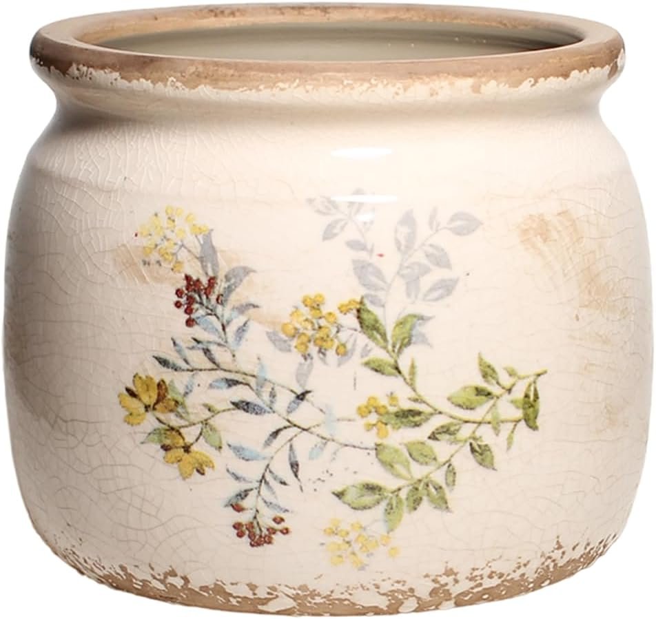 Xiaan Jiaju Pots for Plant, Cottage Rustic Clay Ceramic Tabletop Flower Pots, 6.29” Plant Pots Indoor with Drainage, Sage Yellow Vase & Planters, Farmhouse Home & House Decor, Gifts for Mom
