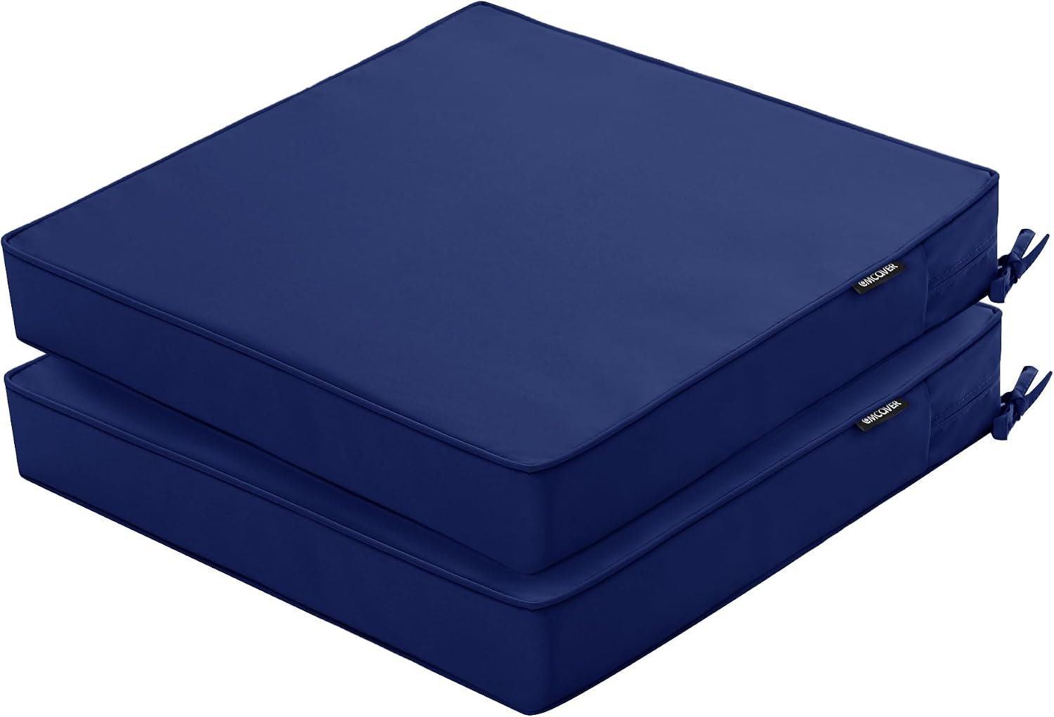 Outdoor Chair Cushions 19 x 19 Inch Water Resistant Patio Chair Cushions with Tie 3 Year Color Fastness Thick Outdoor Seat Cushion for Garden Lawn Patio Furniture Navy Set of 2