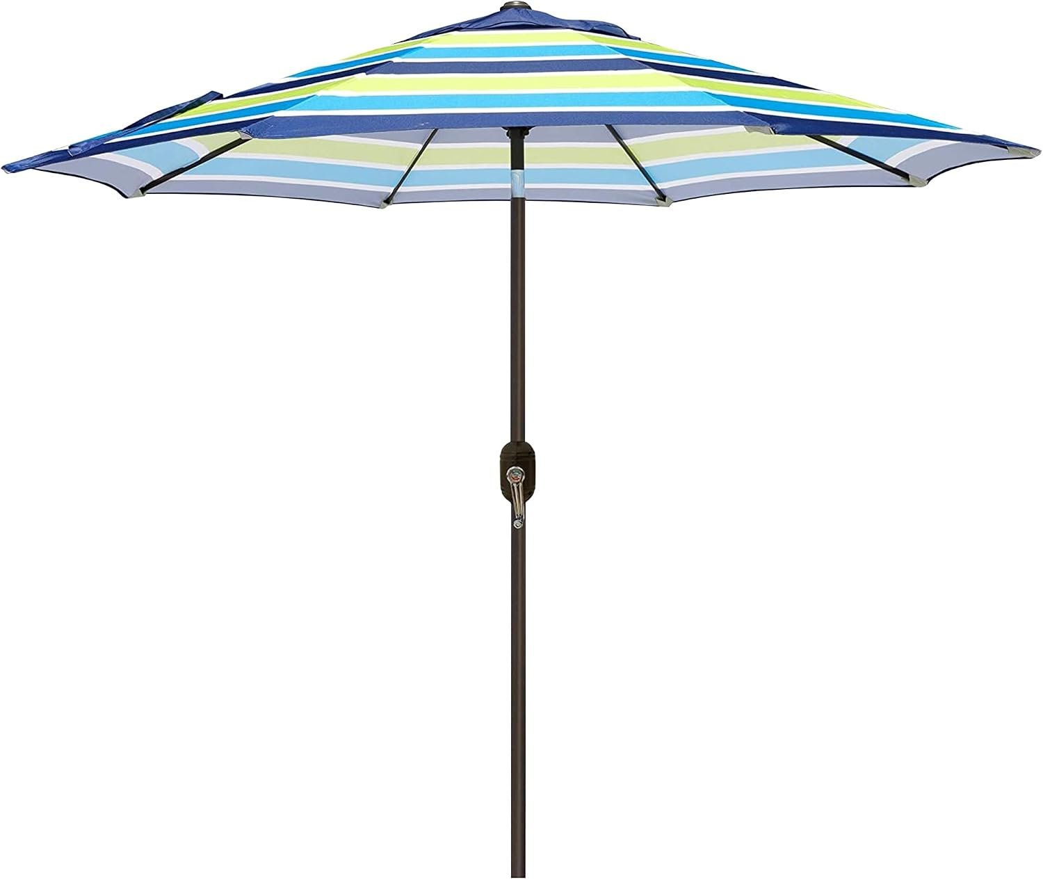 Blissun 9′ Outdoor Patio Umbrella, Outdoor Table Umbrella, Yard Umbrella, Market Umbrella with 8 Sturdy Ribs, Push Button Tilt and Crank
